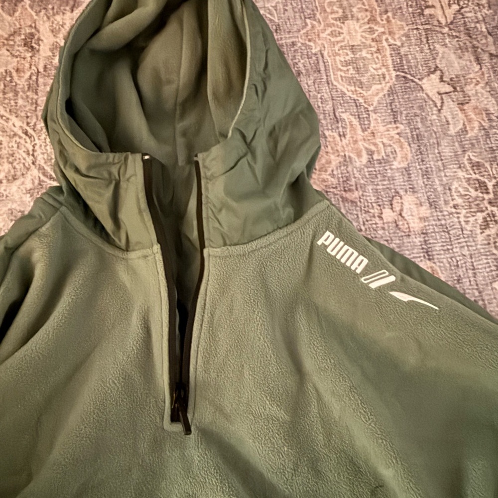 Puma Men's Forest Green Hooded Sweater - Picture 3 of 4